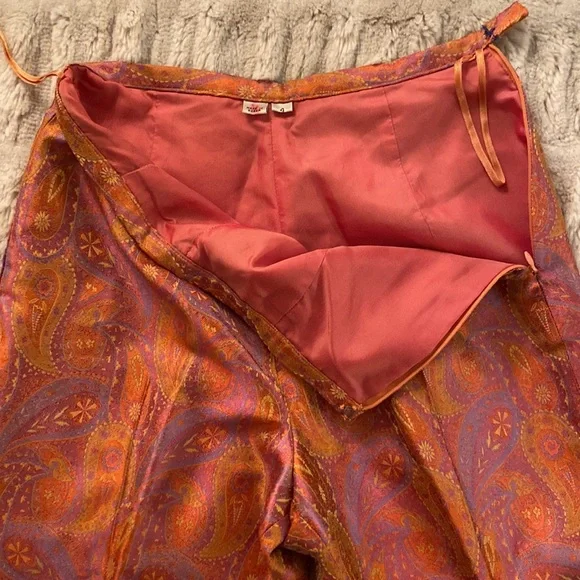 Vintage ( 1990s) Kay Unger elegant paisley pink/orange pants-#pleated - Picture 3 of 6